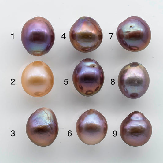 11-12mm Single Edison Pearl Undrilled Loose Piece with Extremely Nice Luster in Natural Color Freshwater Pearl Drops, SKU # 1930EP