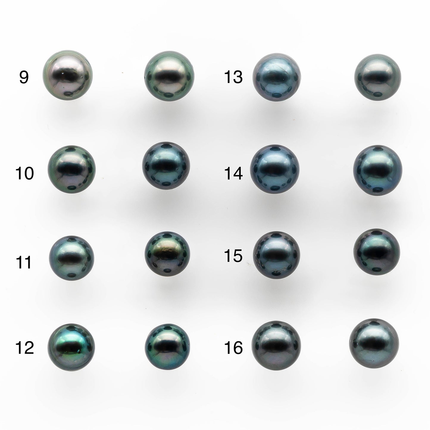 8-9mm  Matching Pair Near Round Tahitian Pearl Undrilled with High and Minor Blemish, For Making Earring, SKU # 2034TH