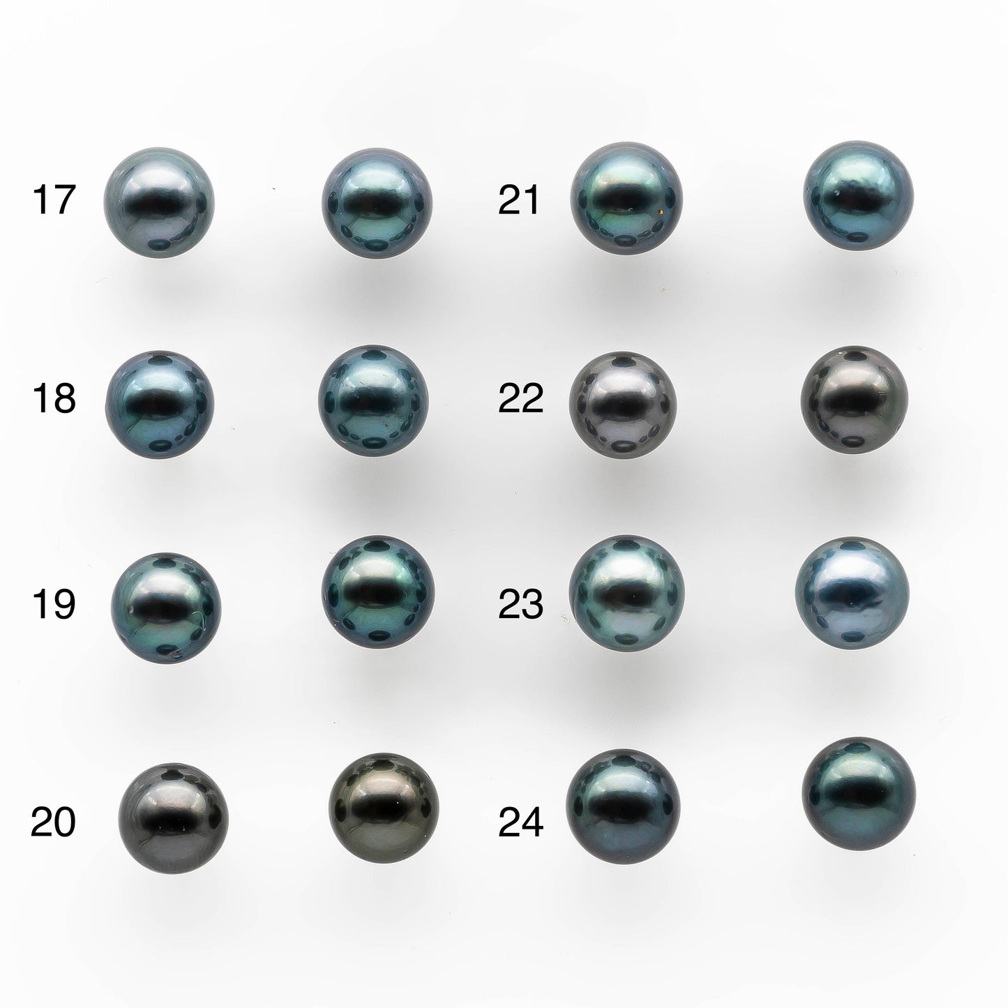 8-9mm  Matching Pair Near Round Tahitian Pearl Undrilled with High and Minor Blemish, For Making Earring, SKU # 2034TH