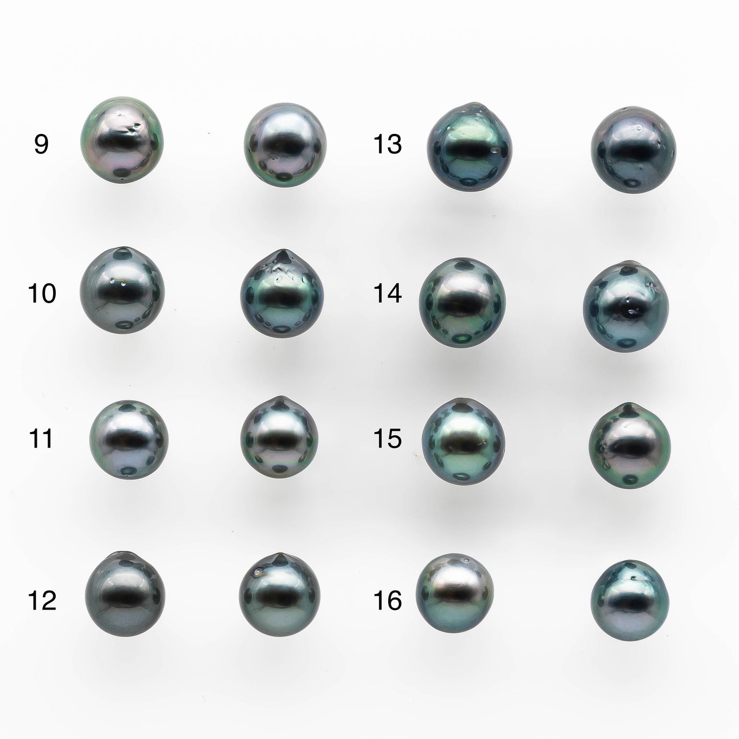 8-9mm Matching Pair Tahitian Pearl Drop in Amazing Luster with Minor Blemish, Undrilled for Making Earring, SKU # 2035TH