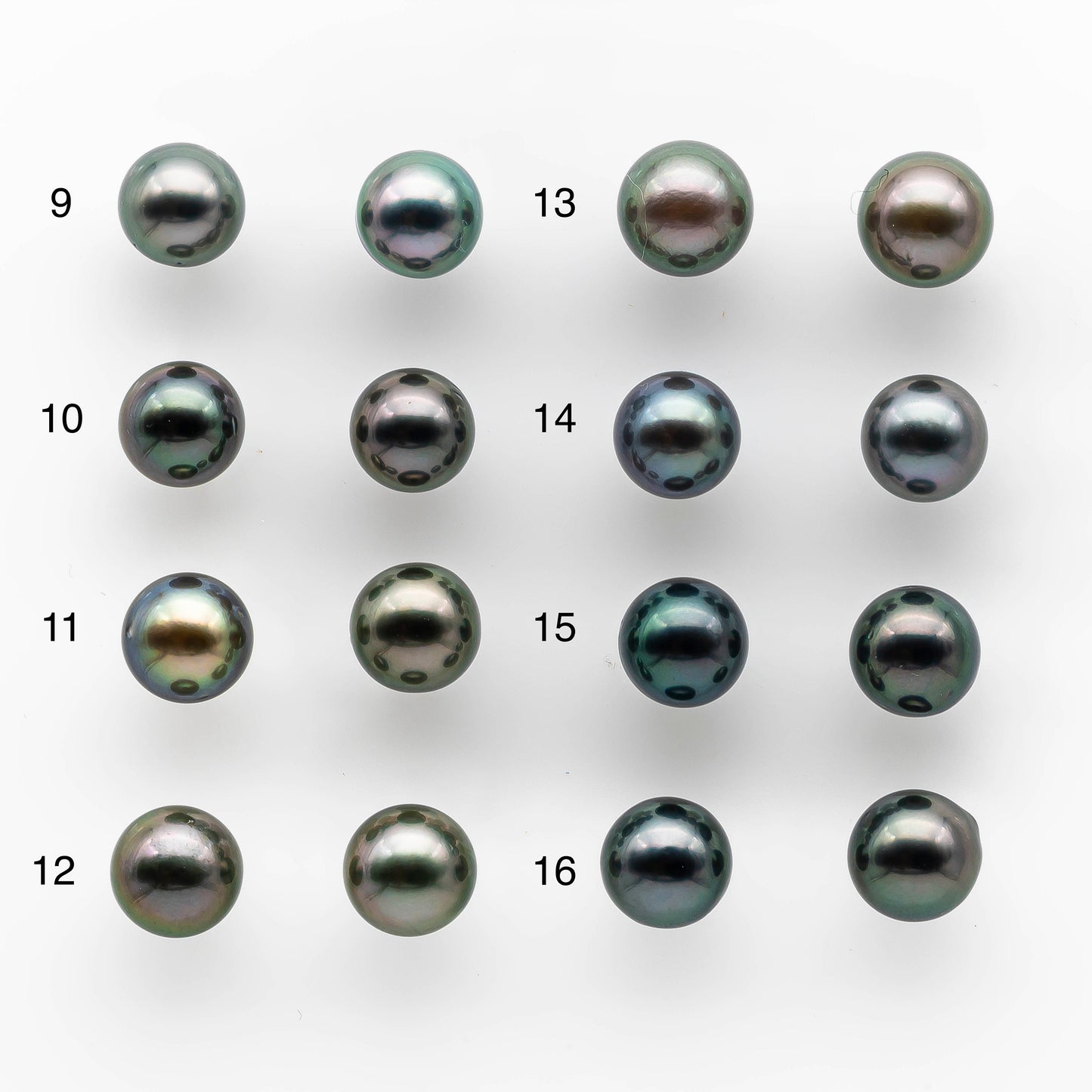 9-10mm Matching Pair LooseTahitian Pearl with High Luster and Minor Blemish,  Undrilled for Making Earring or Pendant, SKU # 2037TH