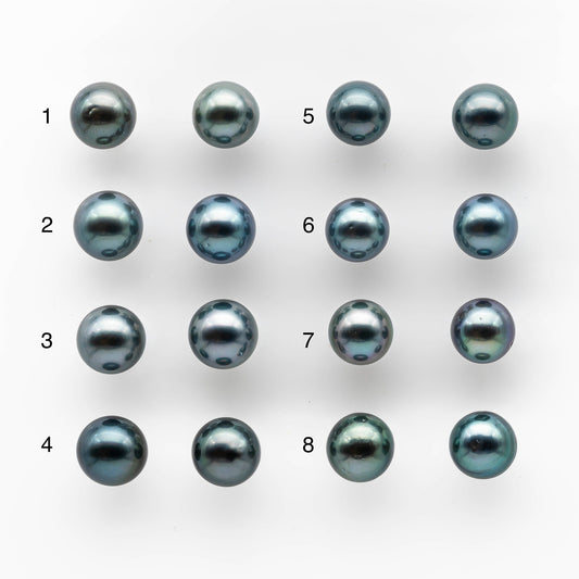 9-10mm  Matching Pair Tahitian Pearl  Undrilled win Minor Blemish and High Luster, For Making Earring, SKU # 2038TH