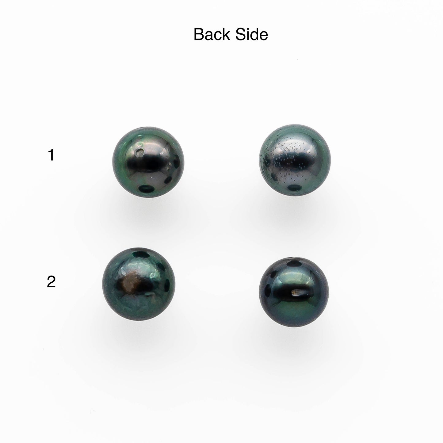 8-9mm Matching Pair Round Loose Tahitian Pearl with High Luster and Blemish, Undrilled for Making Earring or Pendant, SKU #2039TH