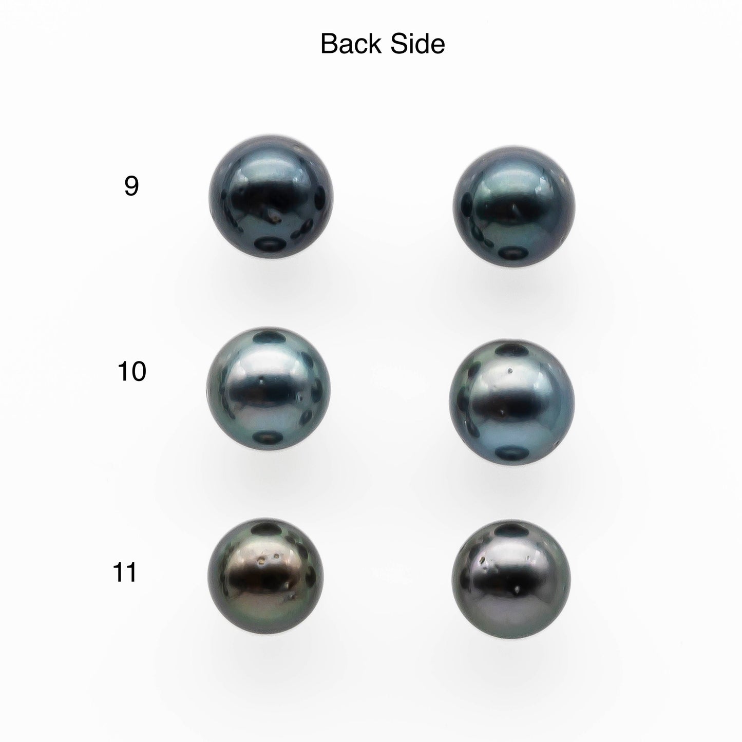 9-10mm Matching Pair Gorgeous Tahitian Pearl Round in Amazing Luster with Minor Blemish, Undrilled for Making Earring, SKU # 2040TH