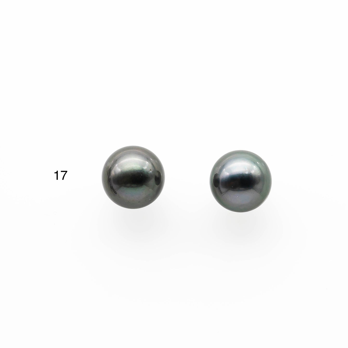 10-11mm Matching Pair Gorgeous Tahitian Pearl Round in Amazing Luster with Minor Blemish, Undrilled for Making Earring, SKU # 2041TH