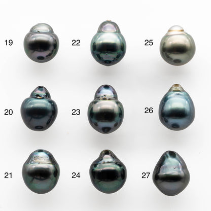 9-10mm Tahitian Pearl Drop with High Luster and Natural Color with Minor Blemishes, Loose Single Piece Undrilled, SKU # 2056TH