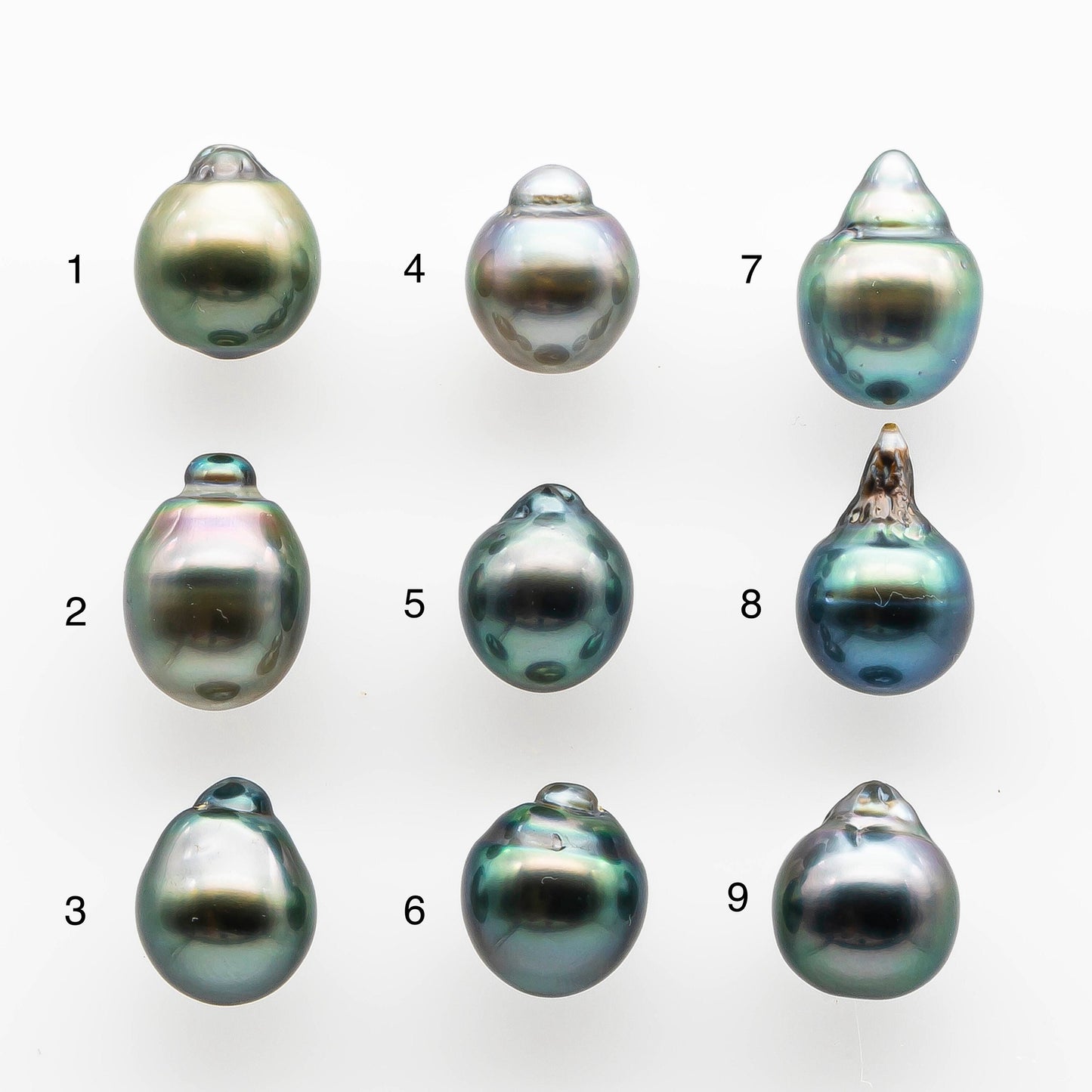 8-9mm Tahitian Pearl Drop with High Luster and Natural Color with Minor Blemishes, Loose Single Piece Undrilled, SKU # 2056TH