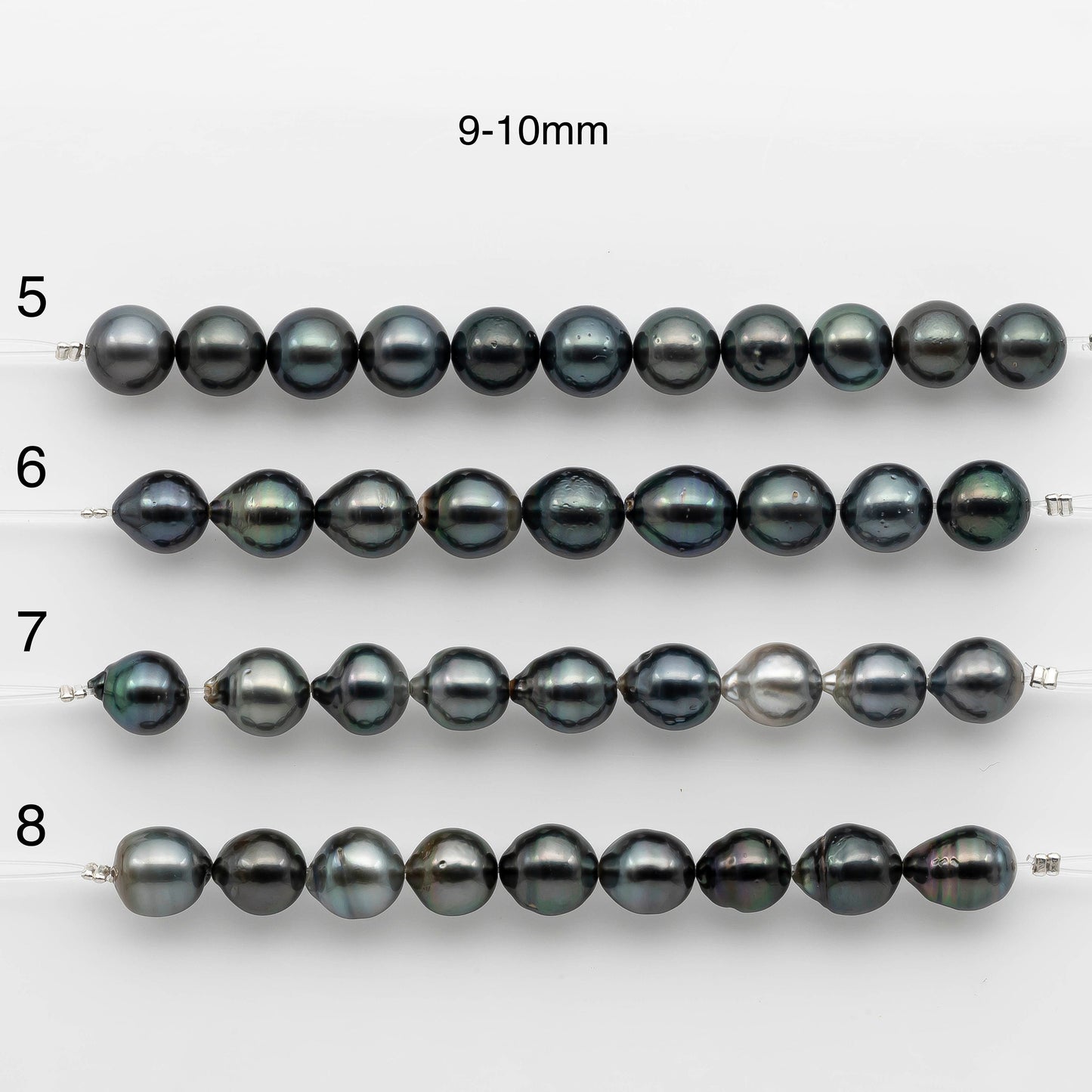 9-11mm Tahitian Pearl in Short Strand with All Natural Color with High Luster for Jewelry Making, SKU# 2060TH