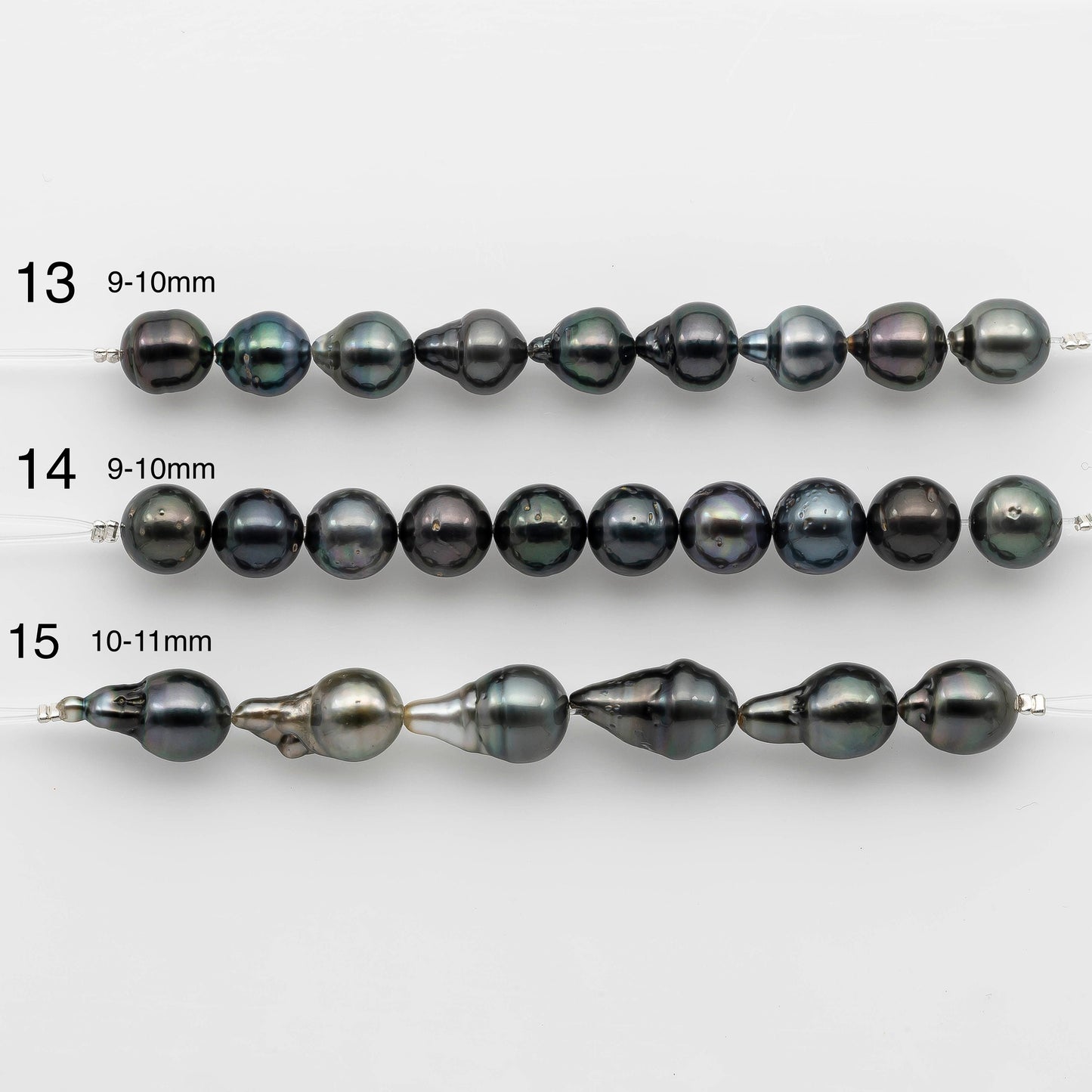 9-11mm Tahitian Pearl in Short Strand with All Natural Color with High Luster for Jewelry Making, SKU# 2060TH