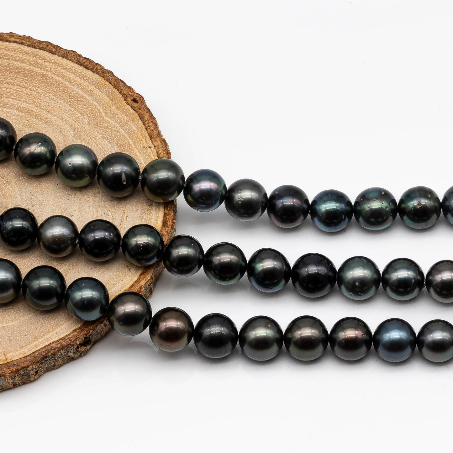 10-11mm Round Tahitian Pearl in Full Strand with Natural Color and High Luster, For Jewelry Making, SKU # 2062TH