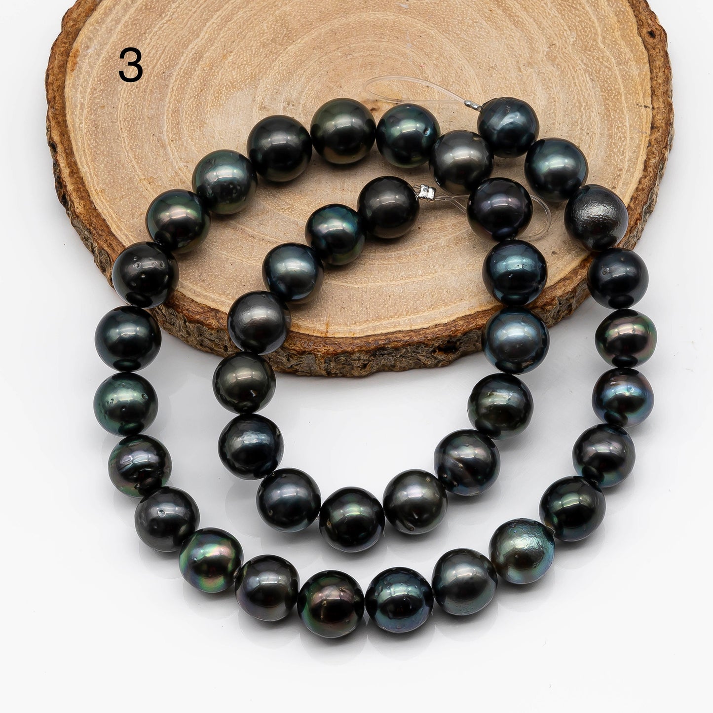 10-11mm Round Tahitian Pearl in Full Strand with Natural Color and High Luster, For Jewelry Making, SKU # 2062TH