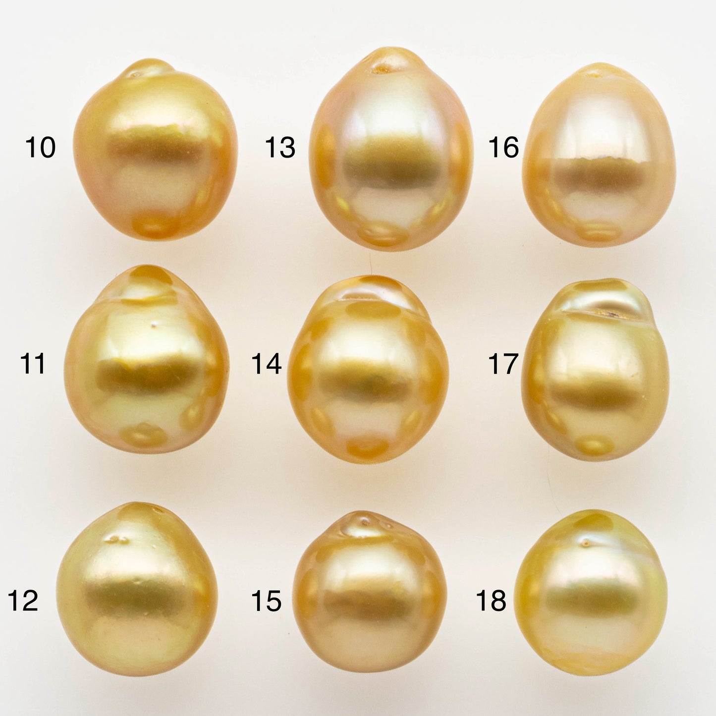 10-11mm South Sea Pearl, Gold Drop Single Piece Nondrilled with High Luster and Minor Blemishes for Jewelry Making, SKU # 1987GS