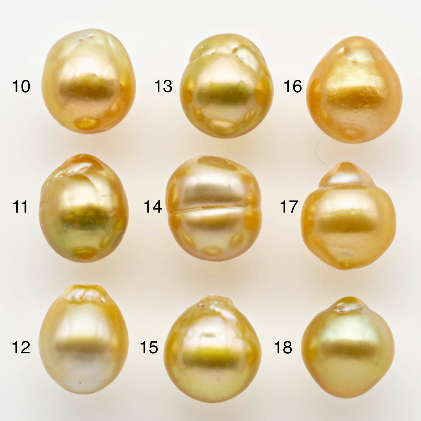 10-11mm South Sea Pearl, Gold Drop Single Piece Nondrilled with High Luster and Minor Blemishes for Jewelry Making, SKU # 1988GS