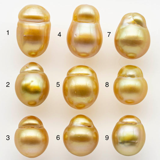 10-11mm South Sea Pearl, Gold Drop Single Piece Nondrilled with High Luster and Minor Blemishes for Jewelry Making, SKU # 1988GS