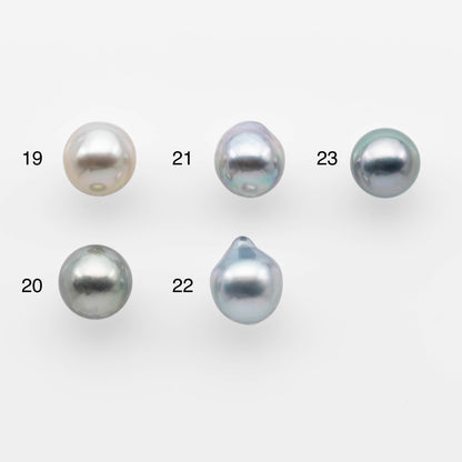9-10mm High Quality Tahitian Pearl in Silver Blue or Gray Natural Color and Very Nice Luster, Single Piece Loose Undrilled, SKU # 2073TH