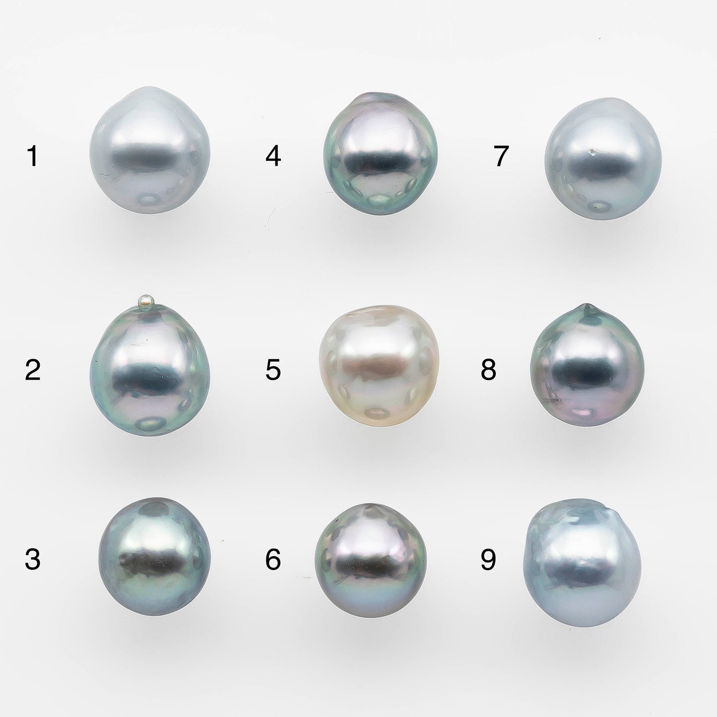 9-10mm High Quality Tahitian Pearl in Silver Blue or Gray Natural Color and Very Nice Luster, Single Piece Loose Undrilled, SKU # 2073TH