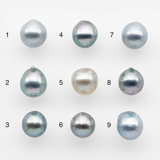 9-10mm High Quality Tahitian Pearl in Silver Blue or Gray Natural Color and Very Nice Luster, Single Piece Loose Undrilled, SKU # 2073TH