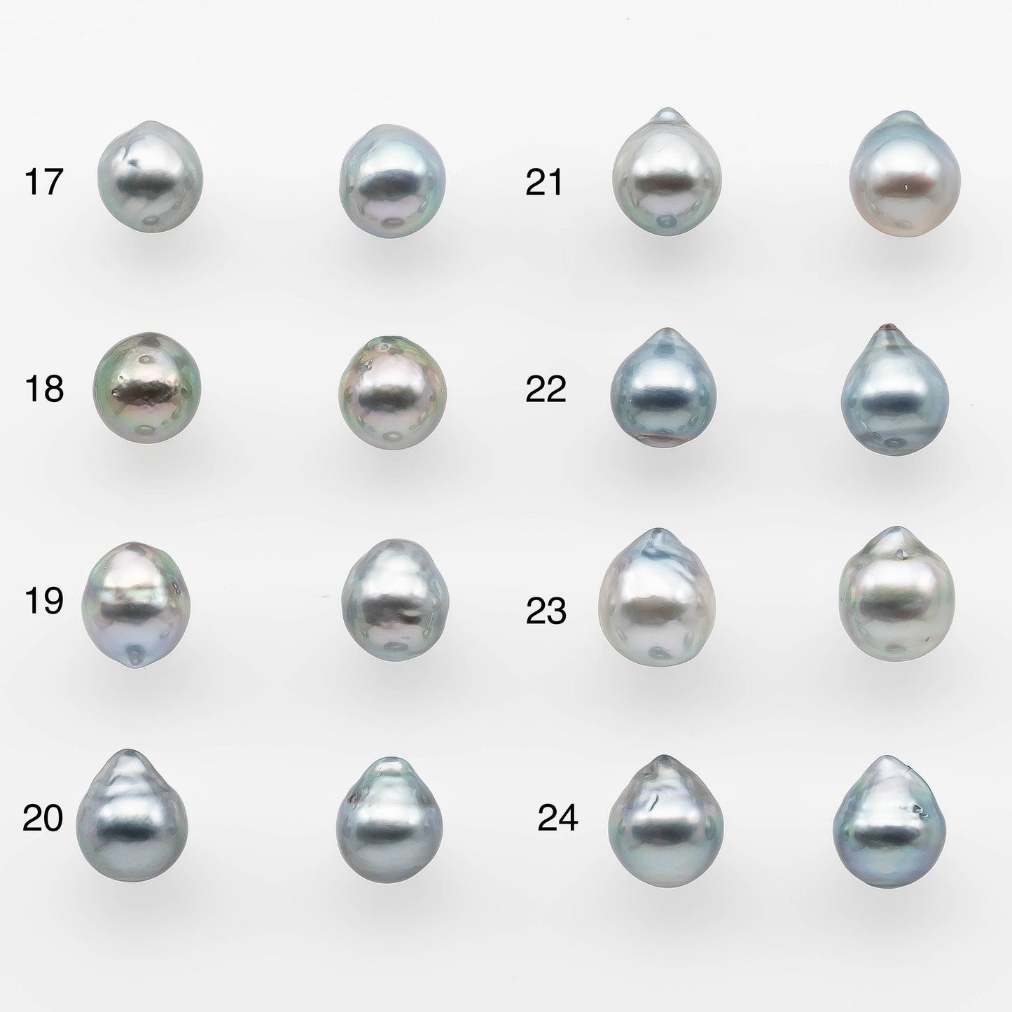 8-9mm Matching Pair Silver Blue Tahitian Pearl with High Luster, Undrilled for Making Earring or Pendant, SKU # 2078TH