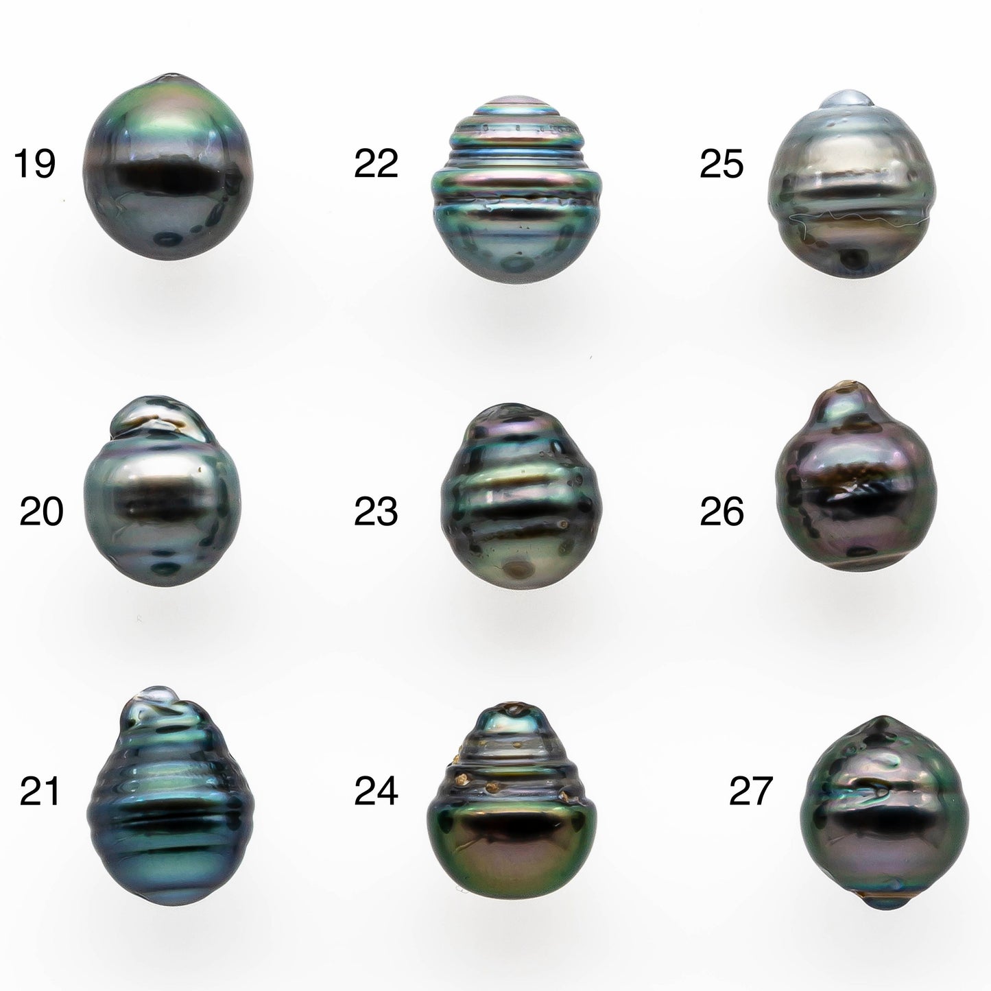 8-9mm Tahitian Pearl Baroque Teardrop Shape in Undrilled Loose Single Piece High Luster and Natural Color with Blemishes, SKU # 2024TH