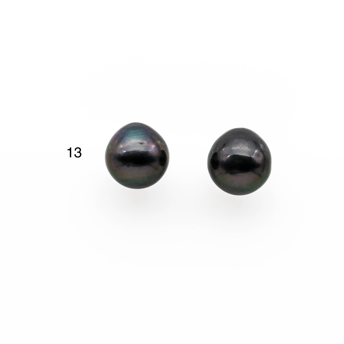 9-10mm Matching Pair Teardrop Tahitian Pearl Loose Undrilled with Minor Blemish and High Luster, For Making Earring, SKU # 2025TH