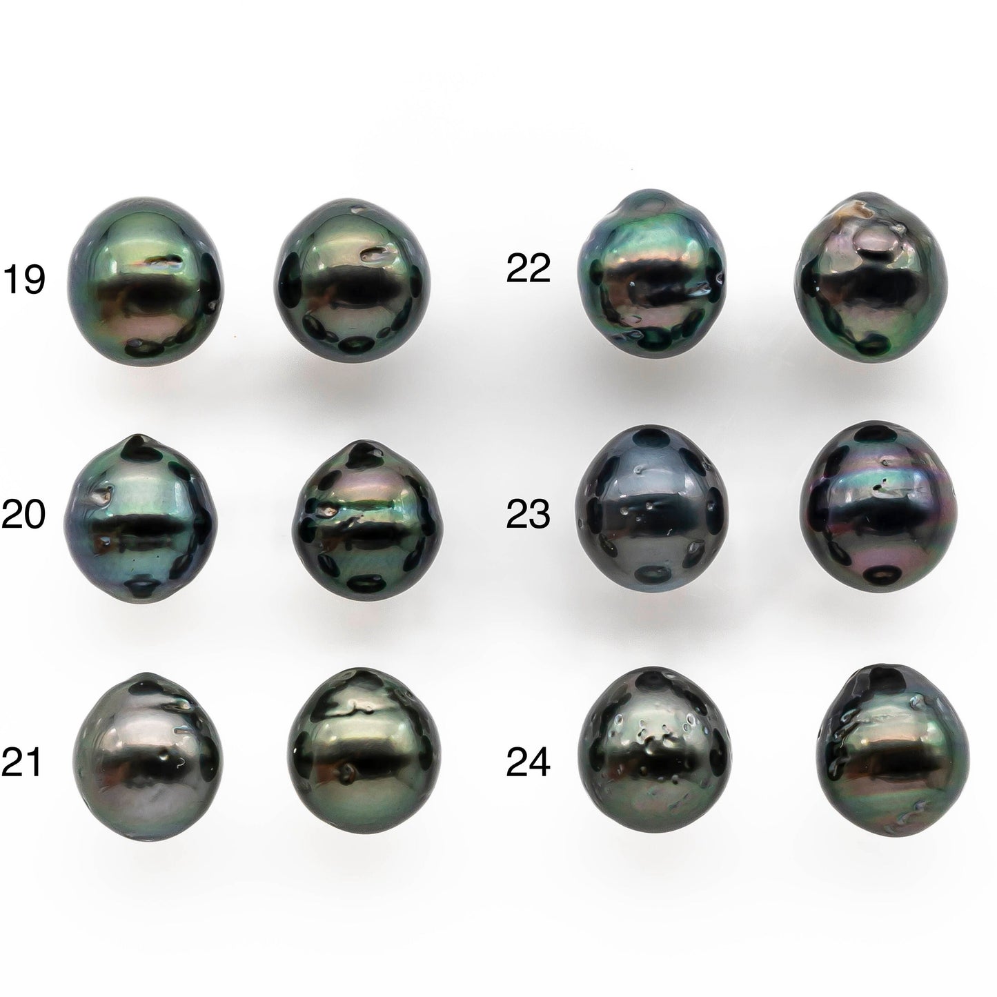 9-10mm Matching Pair Teardrop Tahitian Pearl Loose  Non Drilled with Minor Blemish and High Luster, For Making Earring, SKU # 2026TH