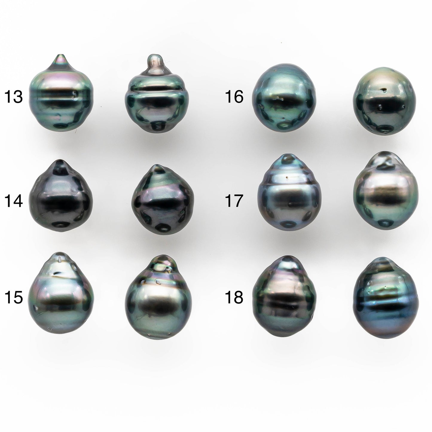 9-10mm Matching Pair Tahitian Pearl Drop with  High Luster and Minor Blemish, Non Drilled  for Making Earring, SKU # 2027TH