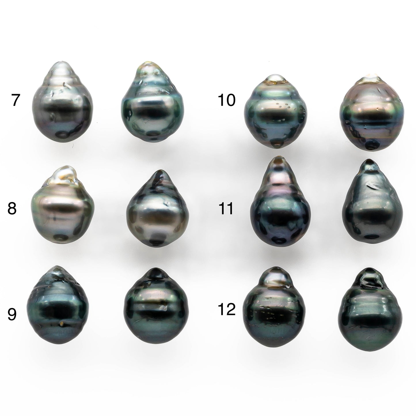 9-10mm Matching Pair Tahitian Pearl Drop with High Luster and Minor Blemish, Non Drilled for Making Earring, SKU #2028TH