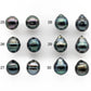 9-10mm Matching Pair Tahitian Pearl Drop with High Luster and Minor Blemish, Non Drilled for Making Earring, SKU #2028TH