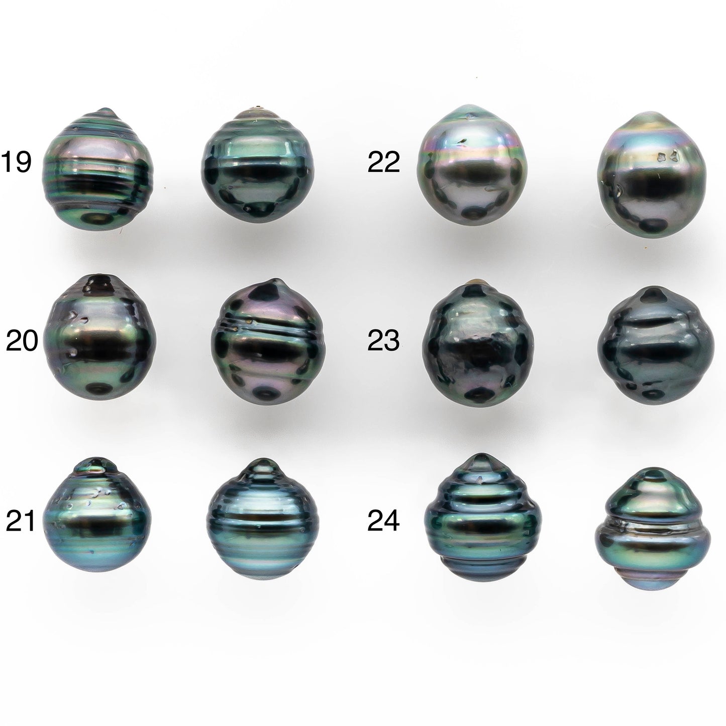 9-10mm Matching Pair Tahitian Pearl Drop with High Luster and Minor Blemish, Non Drilled for Making Earring, SKU #2028TH