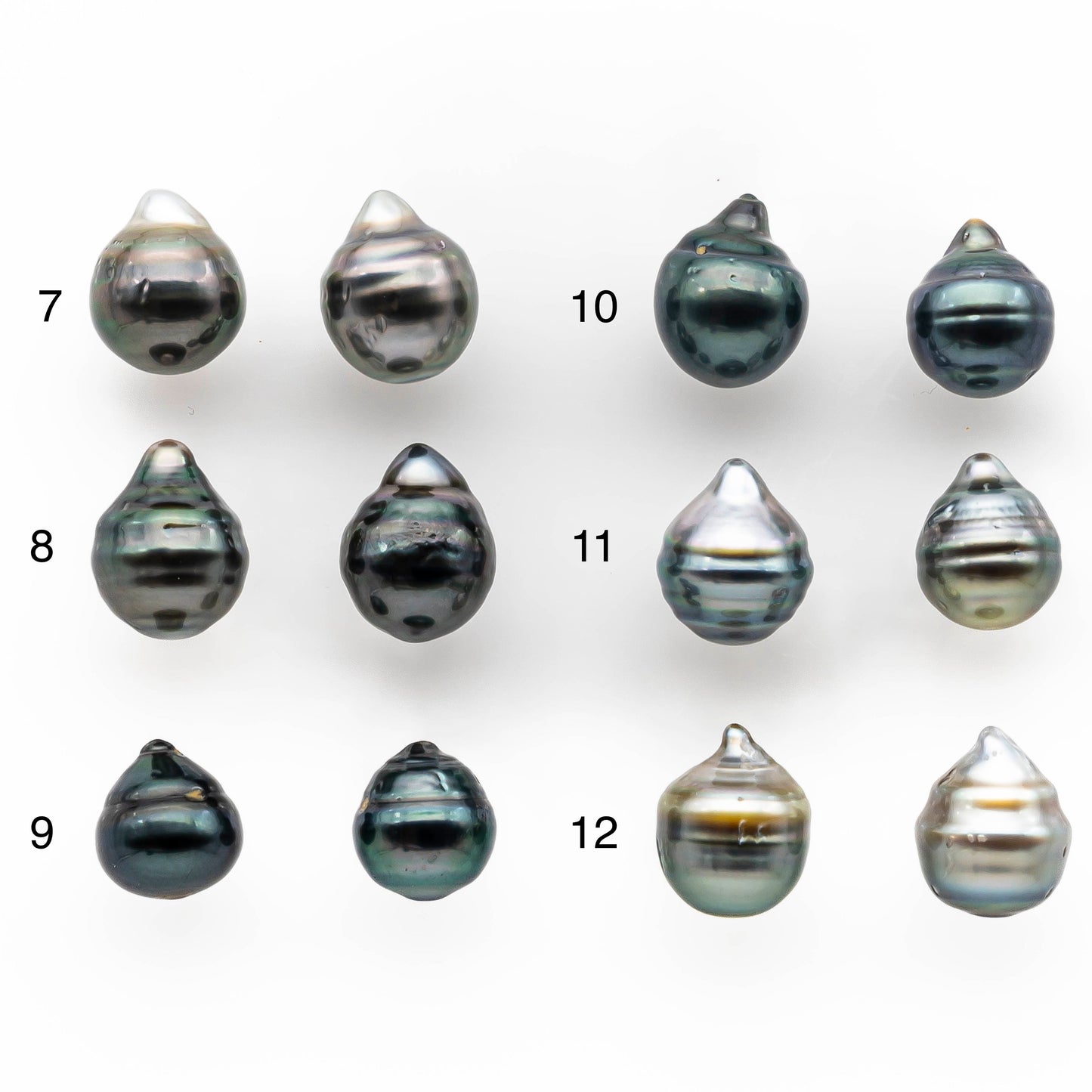 8-9mm Matching Pair Drop Tahitian Pearl  Undrilled with High and Minor Blemish, For Making Earring, SKU # 2030TH