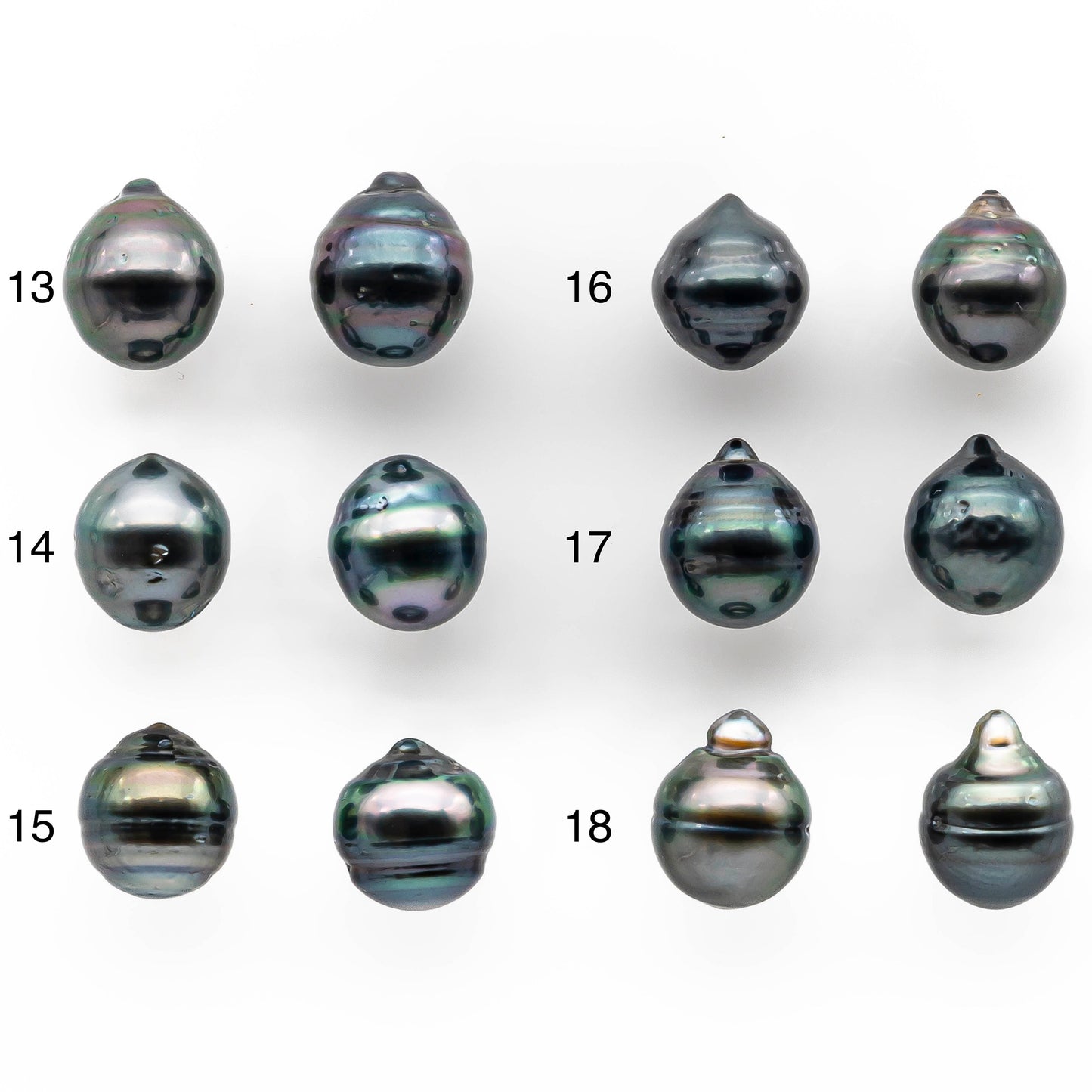 8-9mm Matching Pair Drop Tahitian Pearl  Undrilled with High and Minor Blemish, For Making Earring, SKU # 2030TH