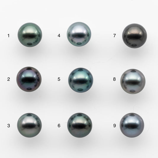 8-9mm AAA High Quality Round Tahitian Pearl in  Natural Color and Very Nice Luster, Single Piece Loose Undrilled, SKU # 2083TH