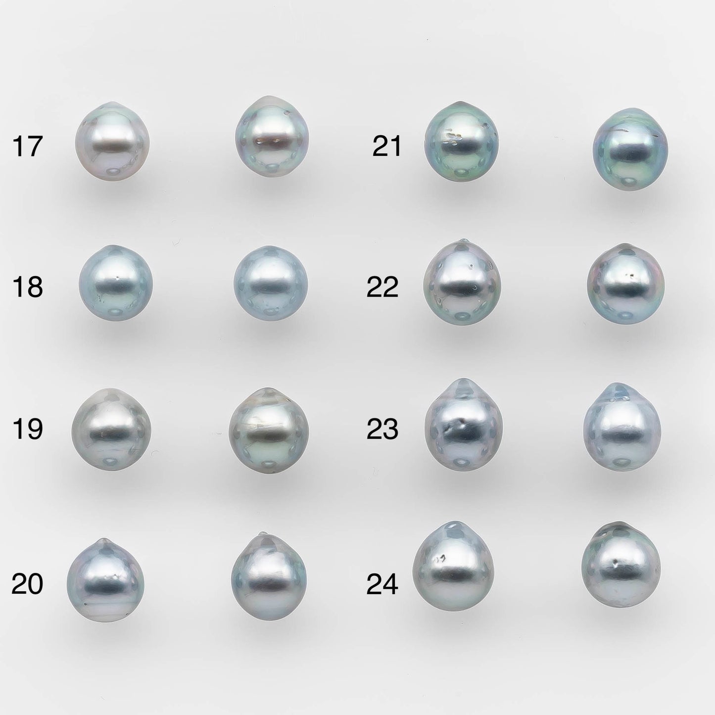 8-9mm Matching Pair Silver Blue Tahitian Pearl with High Luster and Minor Blemish, Undrilled for Making Earring or Pendant, SKU # 2092TH