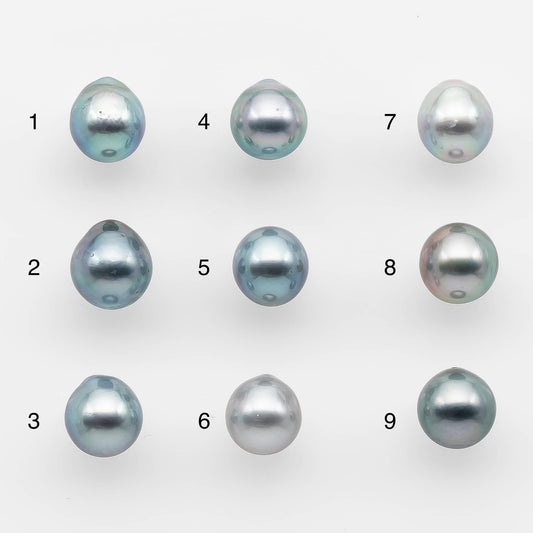 8-9mm High Quality Tahitian Pearl in Silver Blue or Gray Natural Color and Very Nice Luster, Single Piece Loose Undrilled, SKU # 2095TH