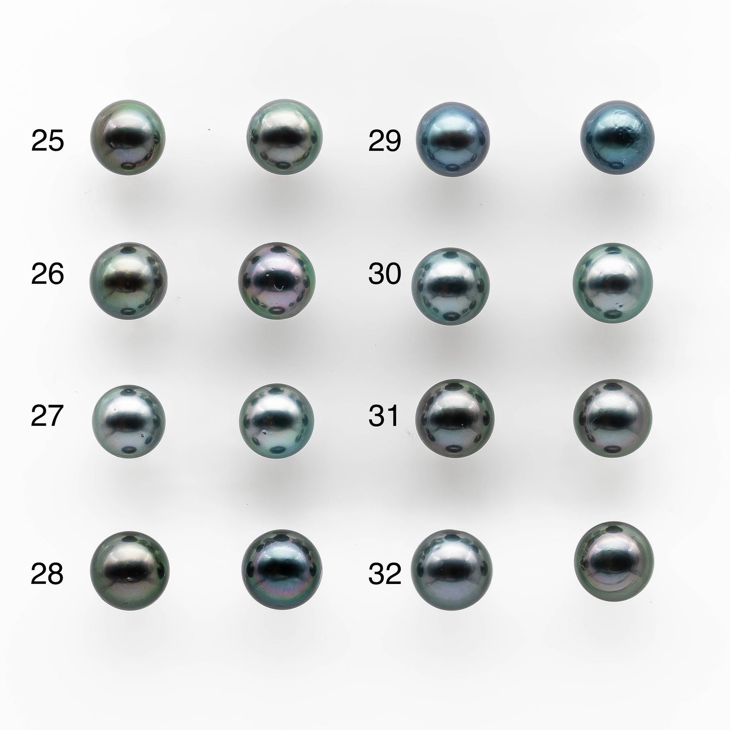 8-9mm  Matching Pair Near Round Tahitian Pearl Undrilled with High and Minor Blemish, For Making Earring, SKU # 2034TH