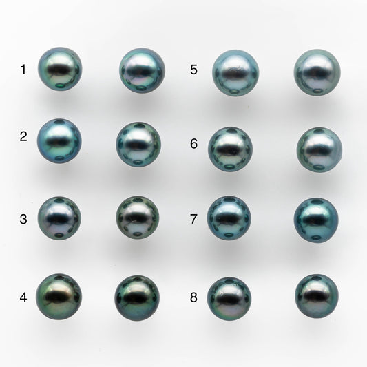 9-10mm Matching Pair LooseTahitian Pearl with High Luster and Minor Blemish,  Undrilled for Making Earring or Pendant, SKU # 2037TH