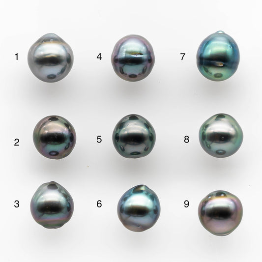 9-10mm Tahitian Pearl Drop Undrilled Loose Single Piece in High Luster and Natural Color with Minor Blemishes, SKU # 2054TH