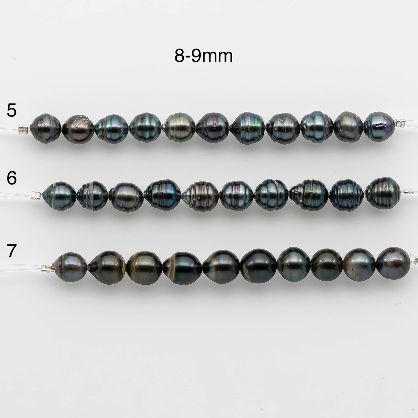 8-10mm Tahitian Pearl in Short Strand with All Natural Color with High Luster for Jewelry Making, SKU# 2061TH