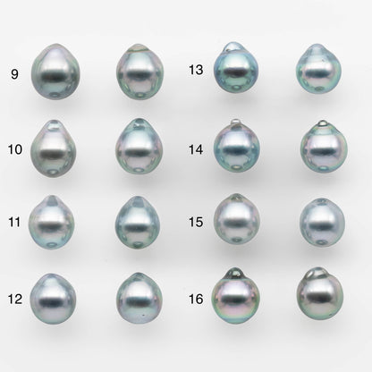 9-10mm Matching Pair Gray Tahitian Pearl with High Luster, Undrilled for Making Earring or Pendant, SKU # 2104TH