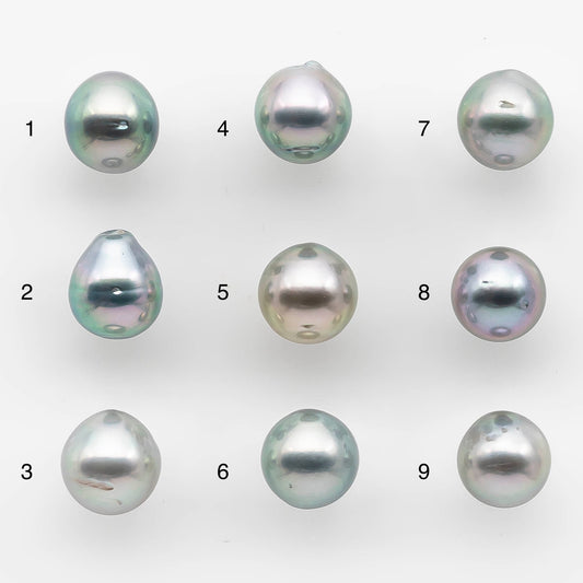 8-9mm Tahitian Pearl with High Luster and Natural Color in Silver Blue with Minor Blemishes, Loose Single Piece Undrilled, SKU # 2110TH