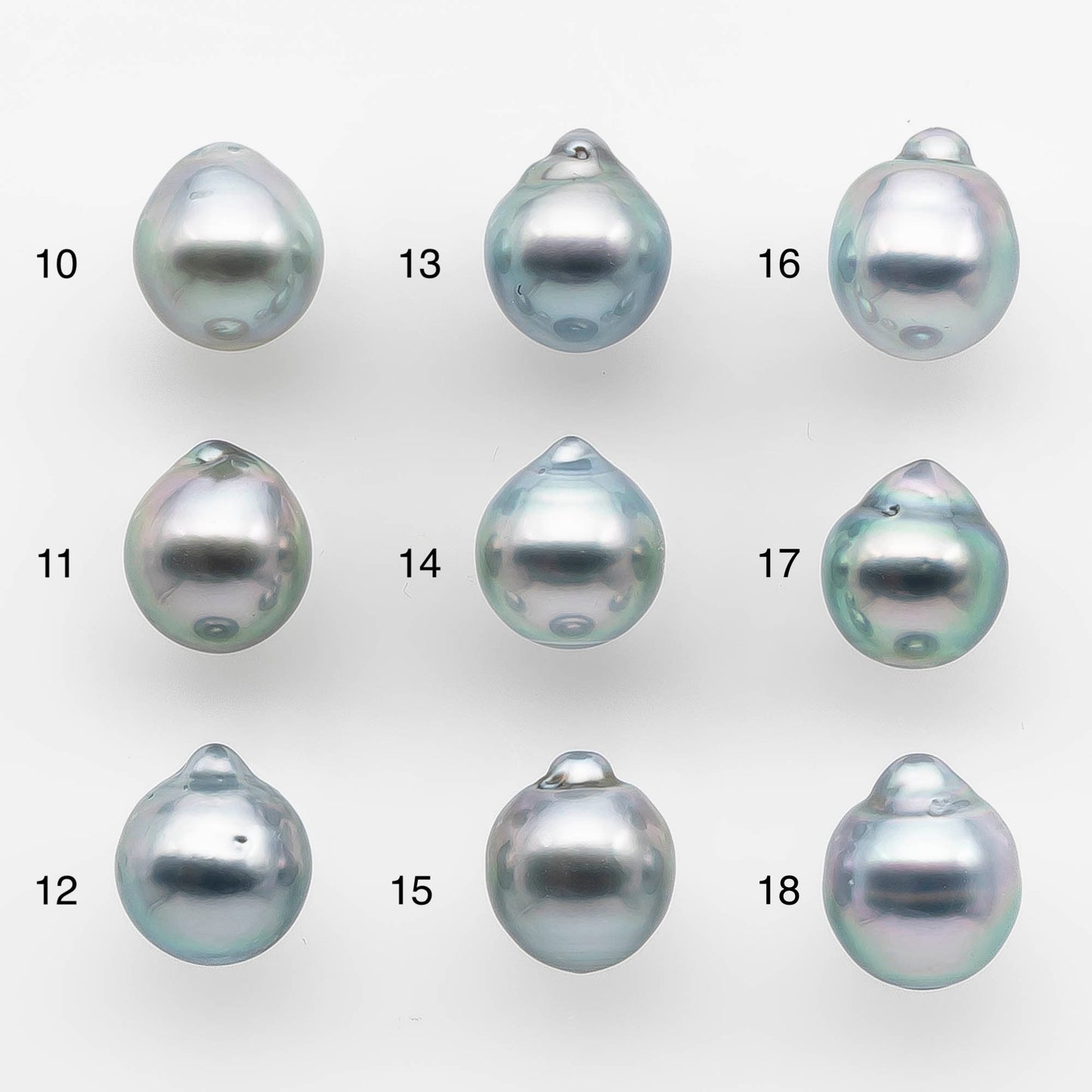 9-10mm Tahitian Pearl Drop with High Luster and Natural Color in Silver Blue, Loose Single Piece Undrilled, SKU # 2117TH