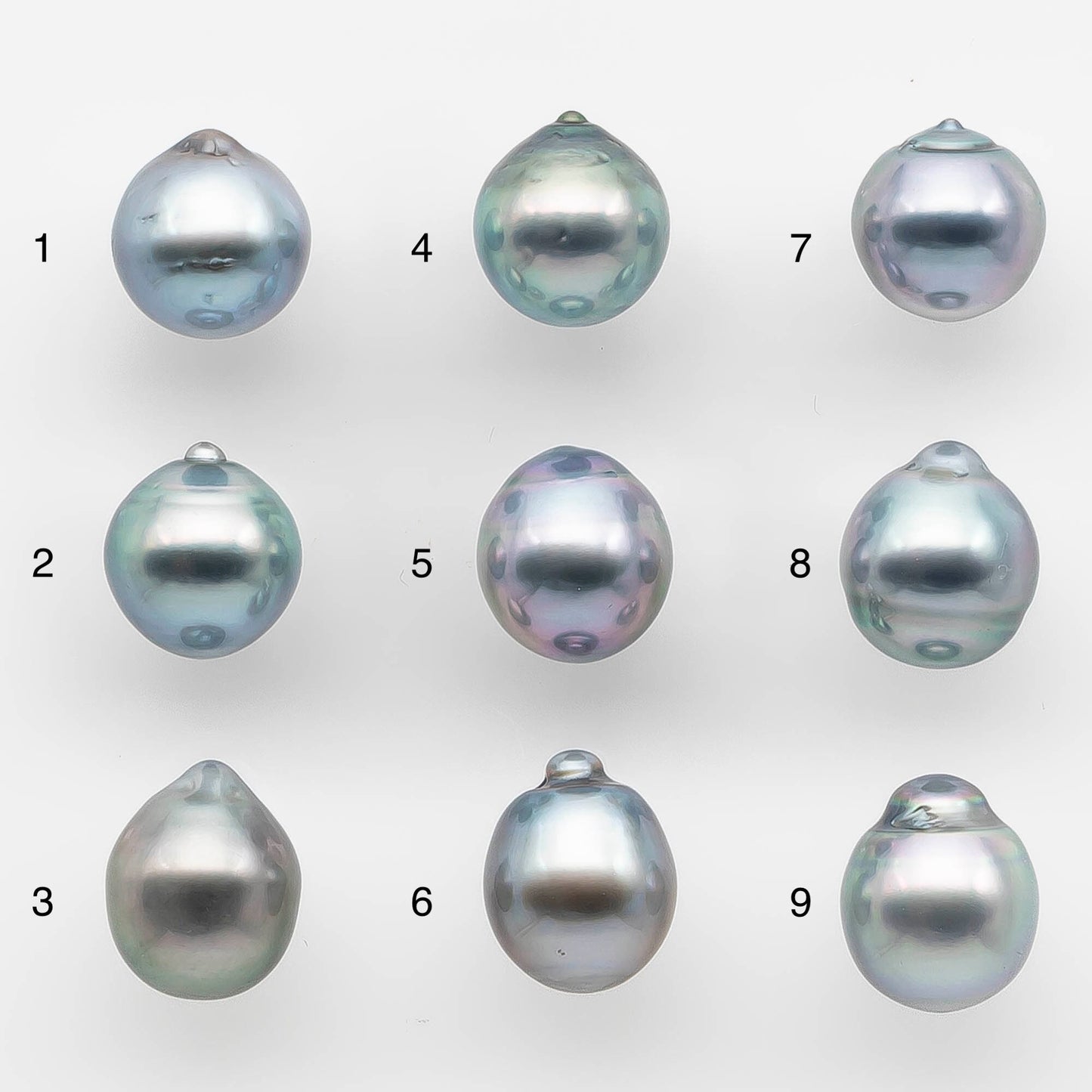 9-10mm Tahitian Pearl Drop with High Luster and Natural Color in Silver Blue, Loose Single Piece Undrilled, SKU # 2117TH