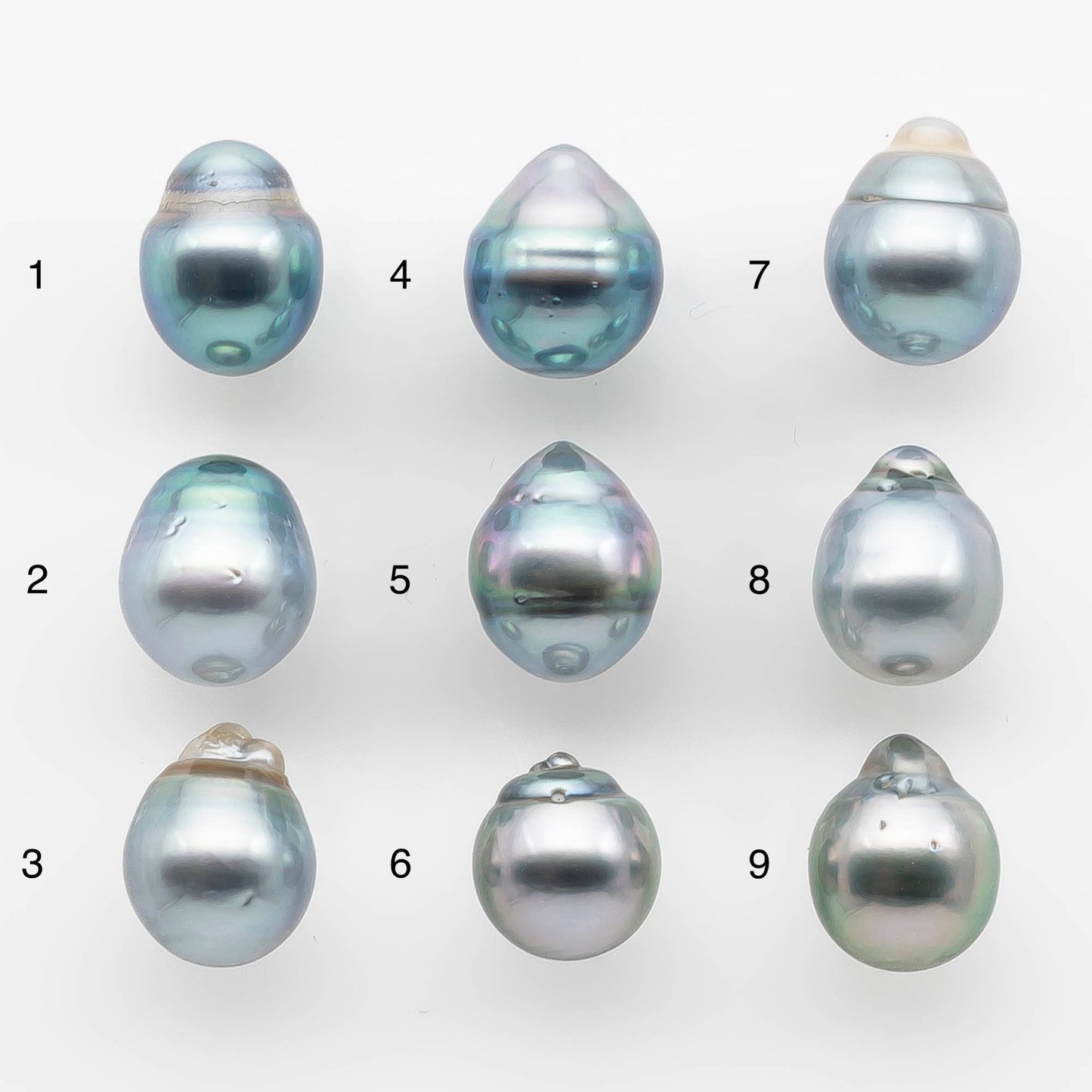 9-10mm Tahitian Pearl Drop with High Luster and Natural Color in Silver Blue with Minor Blemishe, Loose Single Piece Undrilled, SKU # 2118TH