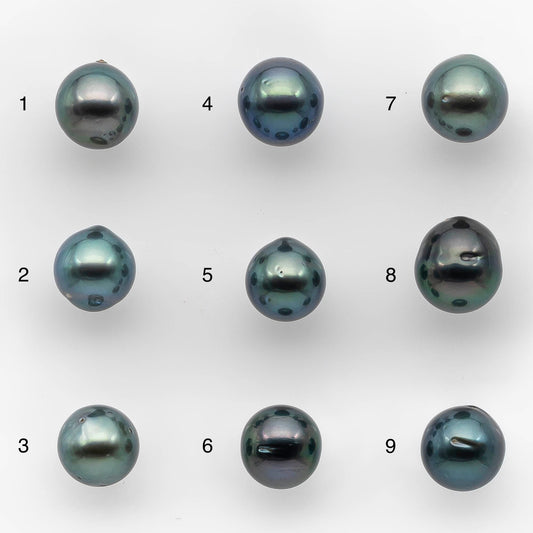 8-9mm Undrilled Near Round Tahitian Pearl in High Luster and Natural Color with Minor Blemishes, Loose Single Piece, SKU # 2121TH