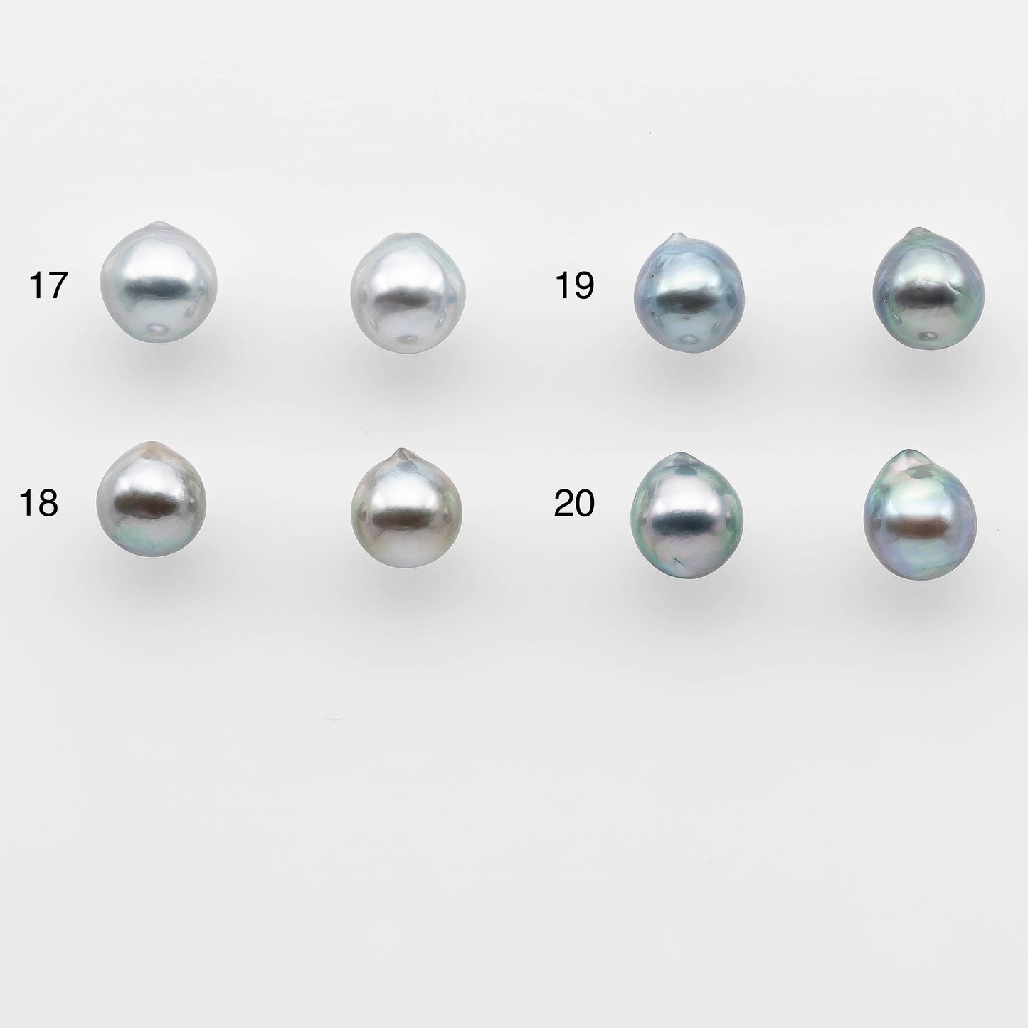 8-9mm Matching Pair Gray Tahitian Pearl with High Luster, Undrilled for Making Earring or Pendant, SKU # 2076TH