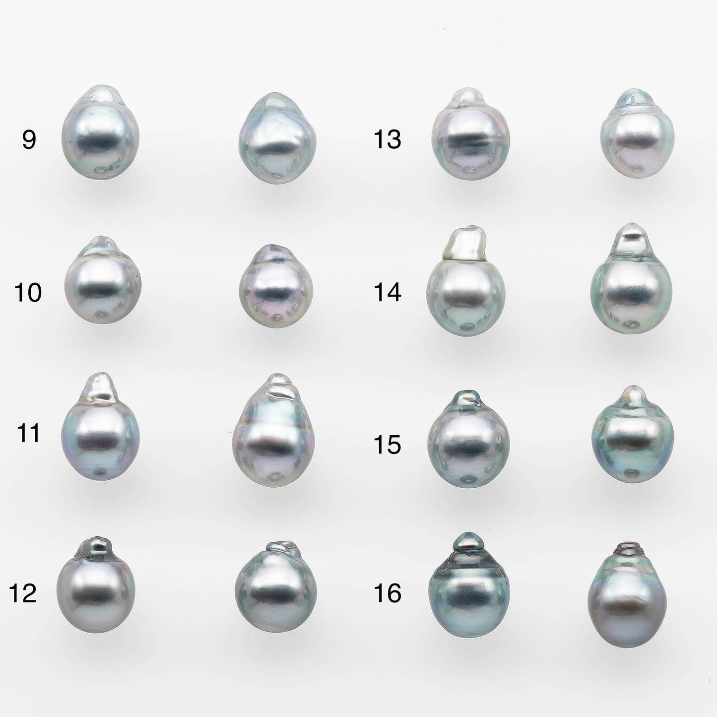 8-9mm Matching Pair Silver Blue Tahitian Pearl with High Luster, Undrilled for Making Earring or Pendant, SKU # 2078TH