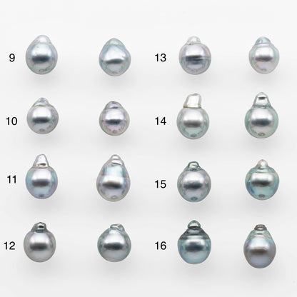 8-9mm Matching Pair Silver Blue Tahitian Pearl with High Luster, Undrilled for Making Earring or Pendant, SKU # 2078TH