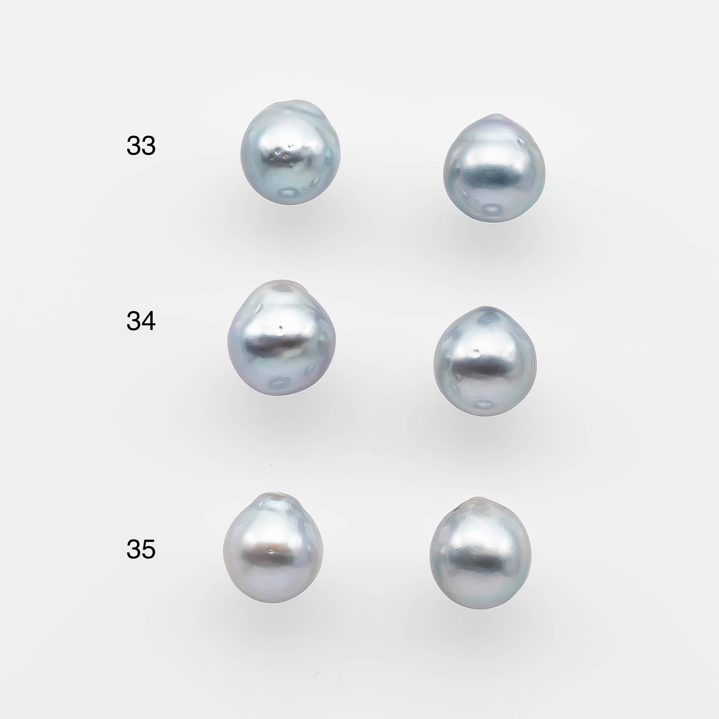 8-9mm Matching Pair Silver Blue Tahitian Pearl with High Luster, Undrilled for Making Earring or Pendant, SKU # 2078TH