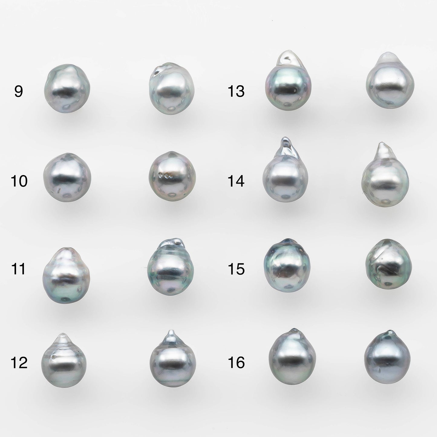 8-9mm Matching Pair Gray Tahitian Pearl with High Luster, Undrilled for Making Earring or Pendant, SKU # 2079TH