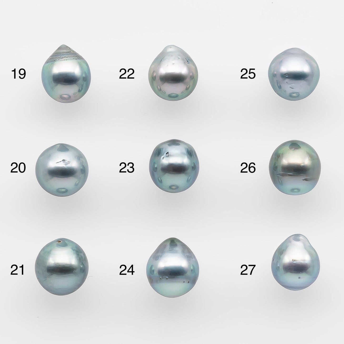 8-9mm Tahitian Pearl Drop with High Luster and Natural Color in Silver Blue with Minor Blemishes, Loose Single Piece Undrilled, SKU #2096TH